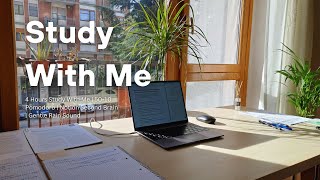 4-Hour Study With Me | 50-10 Pomodoro | Notion Second Brain | Gentle Rain Sound