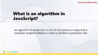 JavaScript Algorithms - 2 What is an Algorithm