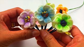 Small Crochet Flowers for Hair Clips and Accessories