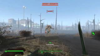 Fallout 4 - COMBAT KNIFE ONE HIT KILL ANCIENT BEHEMOTH WITH NO STEALTH