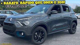 CITROËN C3 YOU 2025 - É A MELHOR OPÇÃO DA CATEGORIA POR 100 MIL!? ALÉM SE SERR MUITO + RÁPIDO! VEJA!