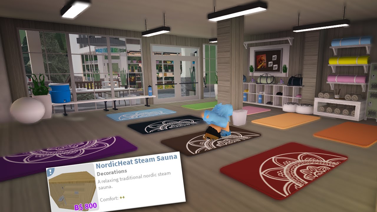 BUILDING A YOGA STUDIO IN BLOXBURG With A SAUNA AND NEW GYM ITEMS - YouTube