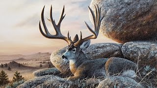 Acrylic Landscape Speed-painting | Mule deer at sunset