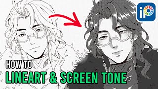 Lineart Tutorial in Ibispaint X (and how to use Screentones!) with Parblo Ninos