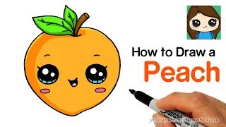 How to Draw a Peach Easy and Cute | Cartoon Fruit