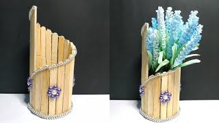 Kreasi stik es krim | Ide kreatif membuat vas Bunga dari Stik Es krim | Popsicle stick craft idea