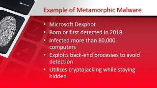 Metamorphic/Polymorphic Malware