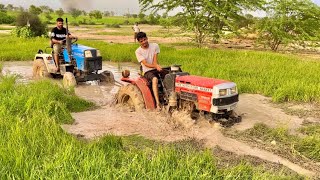 Tractors Power Test in Mud | VST Shakti 224 | Escort Steeltrac 15