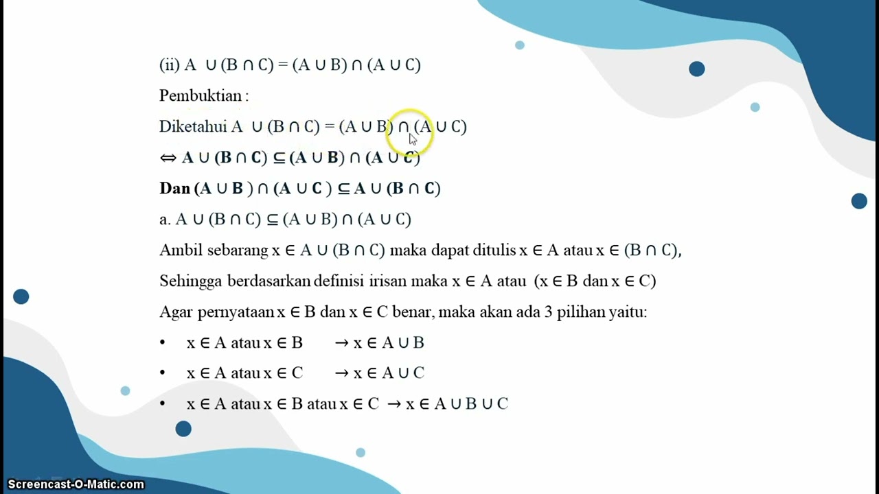 Pembuktian Sifat Distributif Himpunan - YouTube