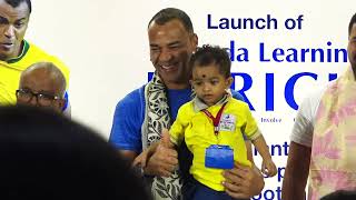 Brazilian Captain Cafu with young preschoolers at the launch event of Nalanda Learning ENRICH