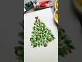 How to paint a simple watercolor Christmas tree with red ornaments