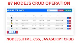 #7 PAGINATION CRUD | CRUD IN NODEJS | CREATE | READ | UPDATE | DELETE @Justforcode