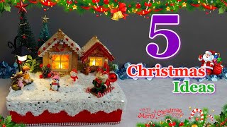 5 Affordable Christmas Village idea from different material | DIY Christmas craft idea🎄485