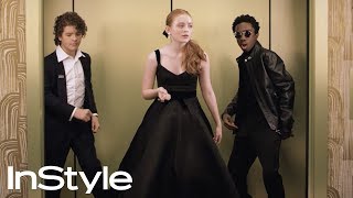 Stranger Things Cast | 2018 Golden Globes Elevator | InStyle | #shorts