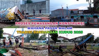 Begini Proses Pemasangan Hiburan Rakyat Pasar Malam Tradisi Dandangan Kota Kudus 2025