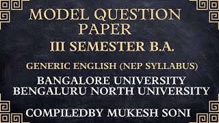 3rd B.A. English Model Question Paper - BU/BNU