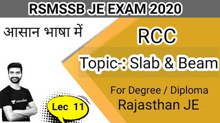 #11 RSMSSB JE RCC / Reinforced concrete Design/ Slab & Beam /RSSB JE/Rajasthan junior Engineer/sscje