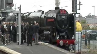 70013 Oliver Cromwell wheelslips out of York on the Waverly with Whistle! (HQ)