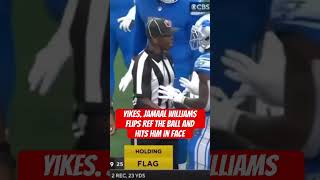 Yikes. Jamaal williams flips ref the ball and hits him in face