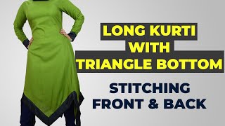 Long Kurti with Triangle Bottom Stitching - 1. Making the Front and Back Neck