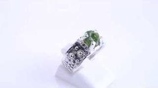 Sterling Silver and Gold Raw Peridot Ring