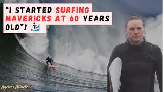 At 59 1/2 , Lionel Conacher became the oldest person to surf the giant wave of Mavericks at Half Moo