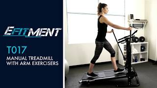 EFITMENT T017 Adjustable Incline Manual Treadmill with Arm Exercisers