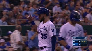 HOU@KC: Moss doubles to left, scores Hosmer