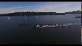 Boat Moving push wrap behind, Marina San Francisco, Aerial, 4K, 12s, 10of18, Stock Video Sale   Dron