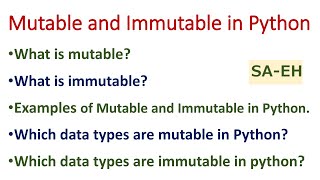 Mutable and Immutable in Python | difference between mutable and immutable in python| CBSE|datatypes