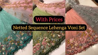 145 | Netted Squence Lehenga Voni Set | Half Saree Set | Cutwork Dupatta | Beautiful Colors