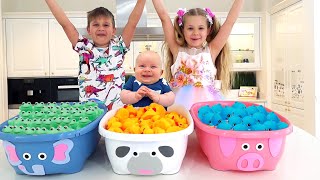 Roma and Diana learn colors with baby Oliver / Funny videos for kids