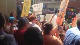 Protesters chanted after learning Kim Davis was jailed