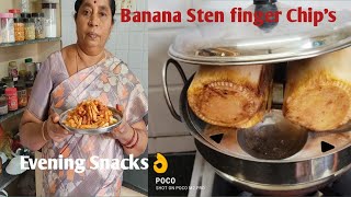 Evening Snacks Banana Sten Recipe👌வாழைத்தண்டு Finger Chip's 👌இப்படி செய்து பாரு👌#amma magal#channel#