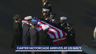 RAW VIDEO: Carter remains arrive at US Navy Memorial