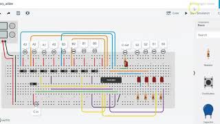 4-bit binary adder using tinkercad || simulation