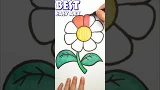 Rainbow Flower Art: Quick Draw, Paint & Color for Kids | Fun Tutorial #Shorts