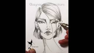 Fashion face/hair study-Fashion sketch tutorial by ZEYNEP DENIZ