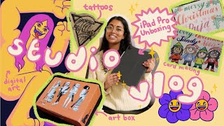 tattoo guns, ipad pro, apple pencil 2 unboxing + heikala's art supply box // art studio vlog 7