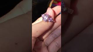 5.55ct untreated natural pink topaz three stone ring