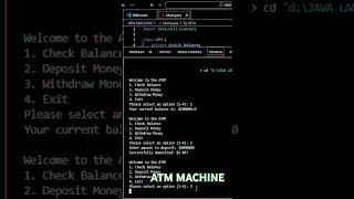 JAVA PROGRAM ATM MACHINE