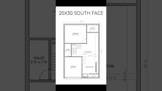 20X30 SOUTH FACE VASTU 1BHK HOUSE PLAN|#shorts #construction #civilengineering