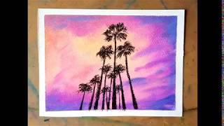 Sunset painting using daiso soft pastels