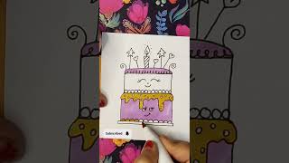 Cute birthday cake drawing for kids #drawingforkids #cutecake #cakedrawing #drawing #letsdraw #art