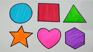 HOW TO DRAW SHAPES- CIRCLE SQUARE TRIANGLE STAR HEART HEXAGON
