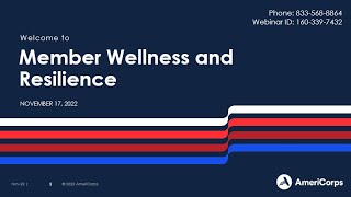 Member Wellness and Resilience (11/17/22)