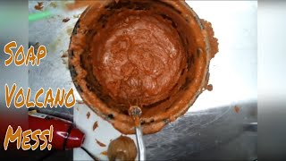 Making Fluid Hot Process Soap Caramel and Coconut-Soap Volcano Eruption