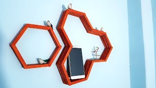 How to make :  Hexagon Wall Shelf with Popsicle Sticks