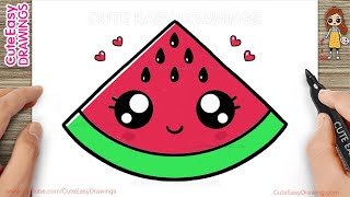 How to Draw and Color a Cute Watermelon Slice Easy for Kids and Toddlers