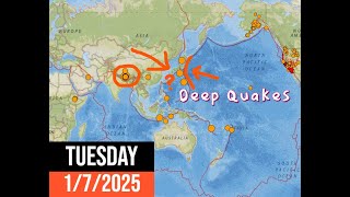 Latest update on 7.1 Earthquake Nepal Region. Deep Quakes Izu Trench today. 1/7/2025